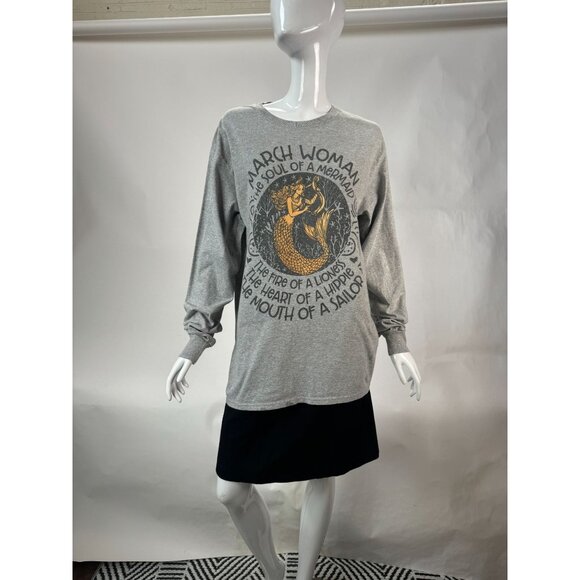 March Woman Graphic Long Sleeve Shirt Fruit Of The Loom HD Cotton Medium Gray - Picture 15 of 16